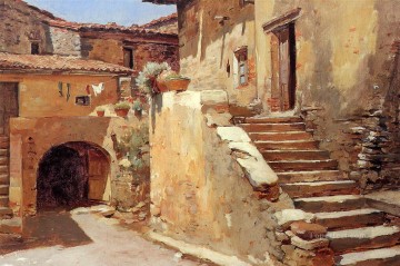 イタリアの中庭のシーン フランク・デュベネック Oil Paintings